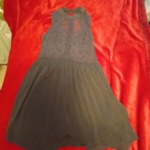 Xhilaration Sleeveless Lace Dress - Charcoal